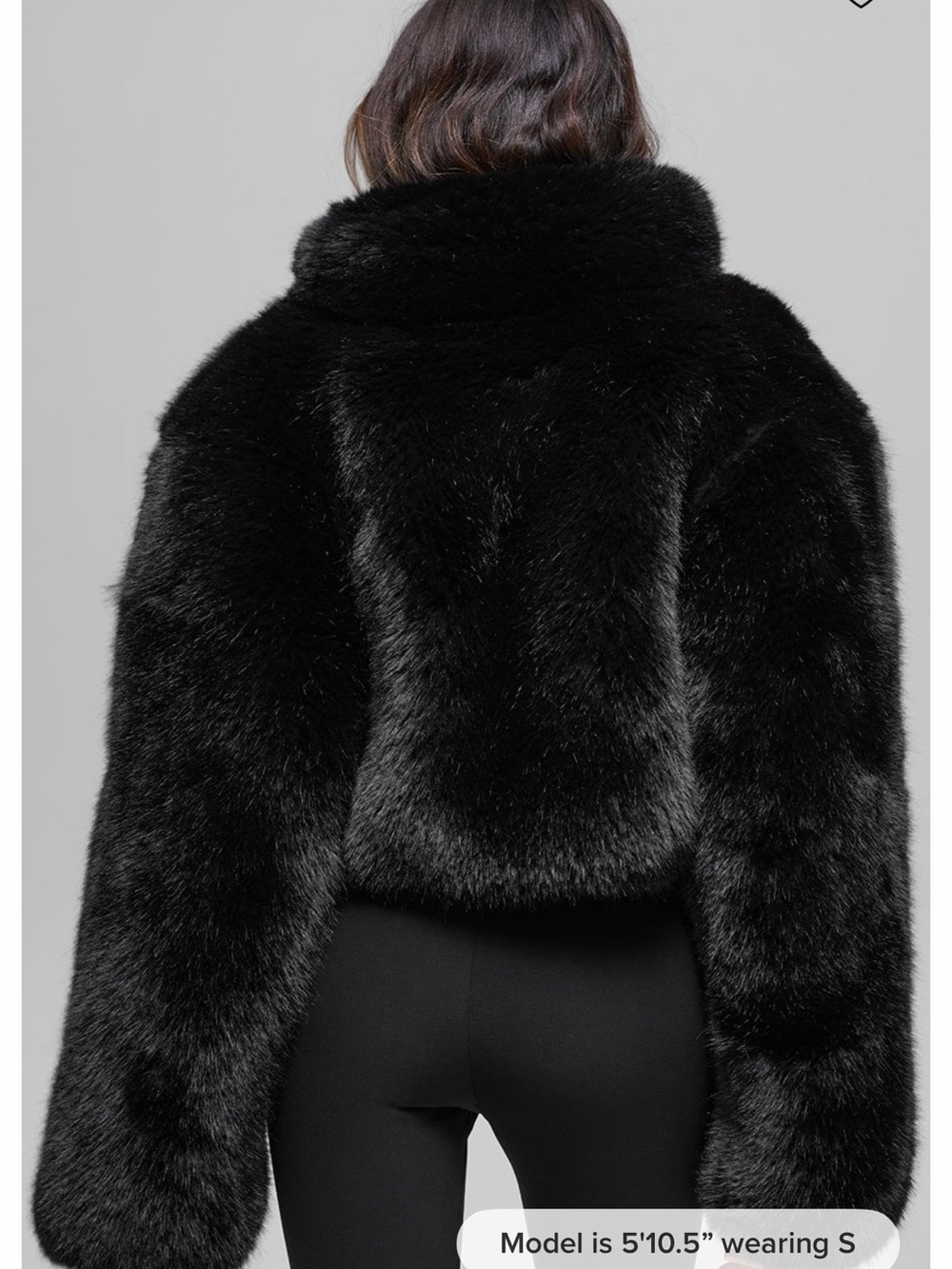 ALO Yoga Black Opulent Faux Fur Cropped Jacket - Picture 7 of 7
